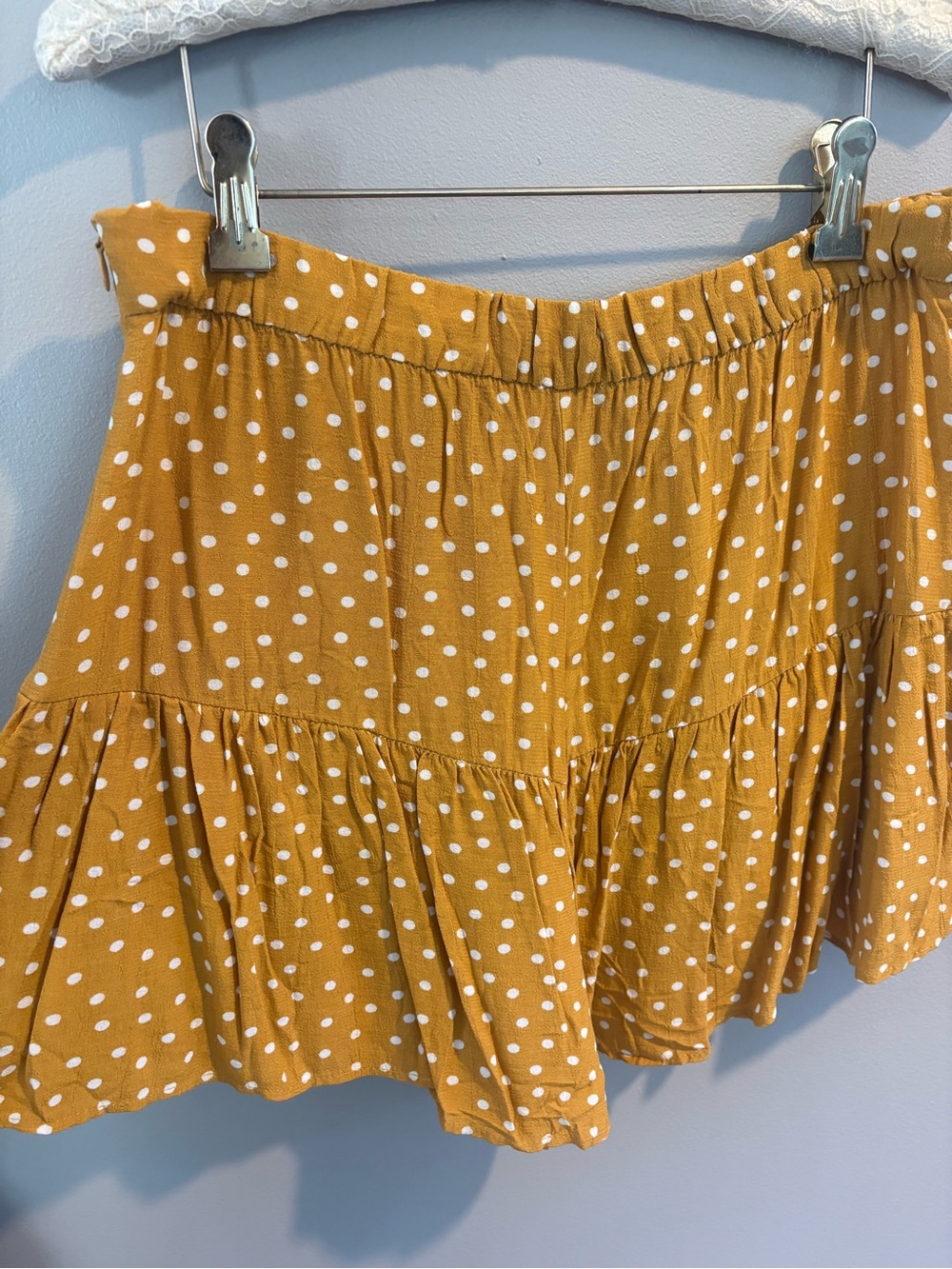 Zara Mustard Polka Dot Ruffle Skort